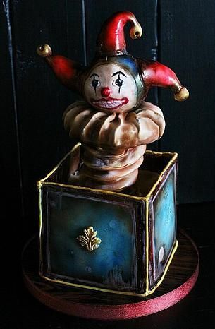 Jack In The Box Cake, 300 Drawing Prompts, Clown Room, Jack In The Box Toy, Dark Character, Creepy Circus, Ganesh Chaturthi Decoration, Tin Soldier, Dark Circus