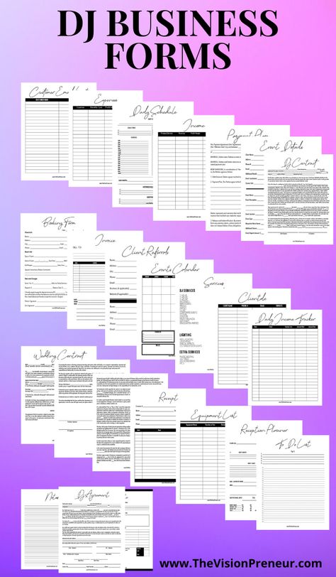 Have a Disc Jockey Business and looking for elegant business forms? This Disc Jockey Business Kit is perfect for you!   Comes in PDF format sized 8.5 x 11 (standard paper size). The kit has 26 pages of forms which include:  - DJ Contract - DJ Agreement - Quote - Reception Planner - Equipment List - Receipt - Daily Income Tracker  And more! Visit us on Etsy Graphic Design Invoice, Invoice Template Free Download, Design Invoice Template, Accounting Notes, Free Planner Inserts, Tax Advice, Bill Format, Dj Business, Design Invoice