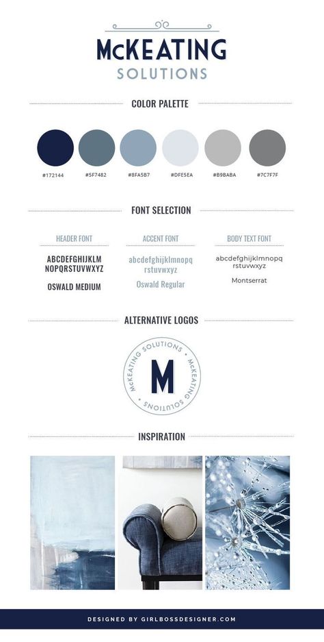 Blue and gray branding for content marketer. Vintage 1940's details with modern touch. Branding and web design for women entrepreneurs by Girlboss Designer #girlboss #ladyboss #blueandgray #colorpalette #moodboard #navyandgray #contentmarketing #bossbabe Modern Branding Color Palette Blue, Business Color Palette Brand Design Blue, Gray Branding, Color Identity, Web Design Quotes, Palette Design, Branding Package, Creative Web Design, Branding Mood Board