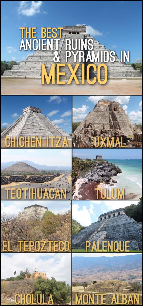 Heading to Mexico? Make sure to visit its amazing archaeological sites. Here is a list of some of the best ancient ruins and pyramids in Mexico. Mexico Travel Guides, Visit Mexico, México City, Mexico Vacation, Cancun Mexico, Ancient Ruins, Cozumel, North America Travel, Livingston