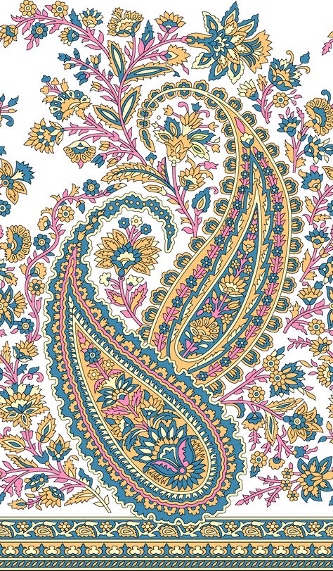 All Over Design Pattern, Paisley Motif, Paisley Mandala, Paisley Motifs, Paisley Border, Paisley Motif Design, Indian Paisley Art, Paisley Floral Pattern, Paisley Drawing