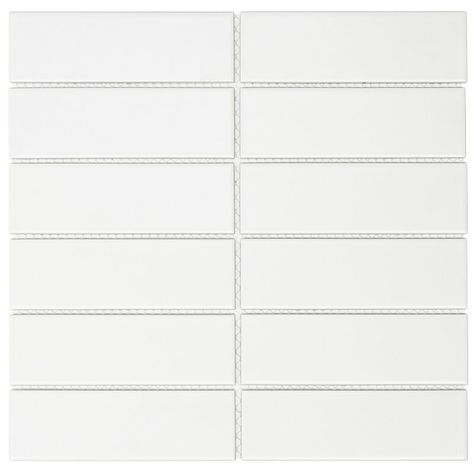 TheMosaicFactory 6" x 2" Straight Edge Porcelain Grid Mosaic Sheet Tile & Reviews | Wayfair White Mosaic Tile, Mosaic Tile Sheets, Rectangle Tiles, White Mosaic, Porcelain Mosaic Tile, Tile Saw, Tile Inspiration, Tiles Texture, Porcelain Mosaic