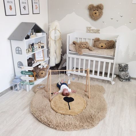 Sleek sellouts! 🤓. Order Custom Woodland Bear Nursery Rug - Soft Fluffy Adventure Themed Baby Room Decor, Cute Personalized Bear Rug Gift at €90.00 #BabyGift #WoodlandBear #CuteRug #NurseryRug #WoodlandDecor #BabyRoom #BabyDecor #PersonalizedRug #BearRug #NurseryDecor Rug For Nursery, Baby Shower Unique, Thoughtful Baby Gifts, Adventure Decor, Animal Nursery Theme, Bear Rug, Bear Nursery, Baby Boy Gift, Unique Baby Shower Gifts