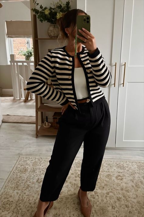 Mango Popeye Stripe Cardigan, … curated on LTK Striped Cardigan Outfit Work, Striped Lady Jacket Outfit, Cardi Outfits, Cardigan Office Outfit, Striped Cardigan Outfit, Cardigan Work Outfit, Business Casual Cardigan, Stripe Cardigan Outfit, Business Casual Outfits Winter