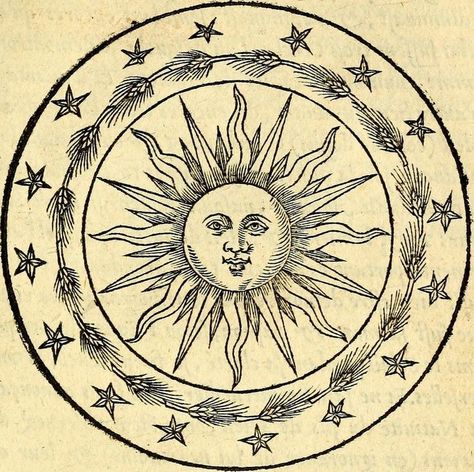 Artful Tattoos, Claude Paradin, Art Soleil, Tattoo Sonne, The Sun And Moon, Sun Illustration, Esoteric Art, Celestial Art, Sun Tattoo