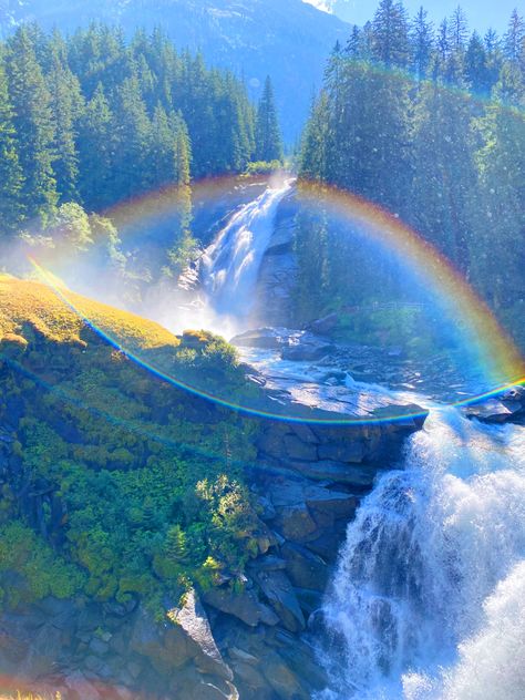 #austria #landscape #waterfall #rainbow #aesthetic #aestheticwallpaper #nature #mothernature Nature Lockscreen, Austria Landscape, Waterfall Rainbow, Landscape Waterfall, Rainbow Waterfall, Flower Road, Dnd Campaign, Forest Aesthetic, Life Vision