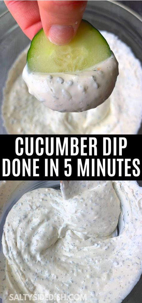 Cucumber Dip Recipe, Chip Dips, Cucumber Dip, Dip Recipes Easy, Snack Dip, Think Food, Jalapeno Poppers, Yummy Dips, Party Food Appetizers