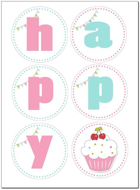 Cupcake Themed Birthday Party with FREE Printables Six Birthday Theme, Birthday Pennant Banner, Party Banner Template, Printable Banner Template, Printable Birthday Banner, Birthday Banner Template, Cupcake Birthday Party, Free Printable Banner, Happy Birthday Printable