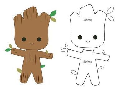 Baby Groot Free Printable Template Felt Pdf Pattern Free, Felt Cutouts Free Printable, Felt Crafts Patterns Templates Free Printable, Minecraft Felt Pattern, Felt Toys Patterns Free, Groot Craft, Felt Templates Printable, Felt Disney, Halloween Felt Patterns Free Printable