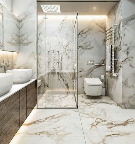 White marble with brown veining Marble Walls, Bathroom Marble, Marble Sink, Marble Decor, Trendy Bathroom, Farmhouse Bathroom Decor, Dream Bathrooms, Bath Room, Marble Bathroom