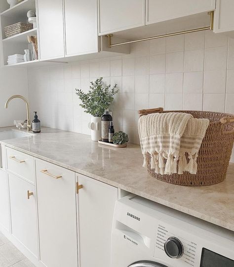 Park Square, Square Tiles, Laundry Room Renovation, Laundry Design, Albert Park, Laundry Room Remodel, Hamptons House, Laundry Mud Room, Kitchen Room Design