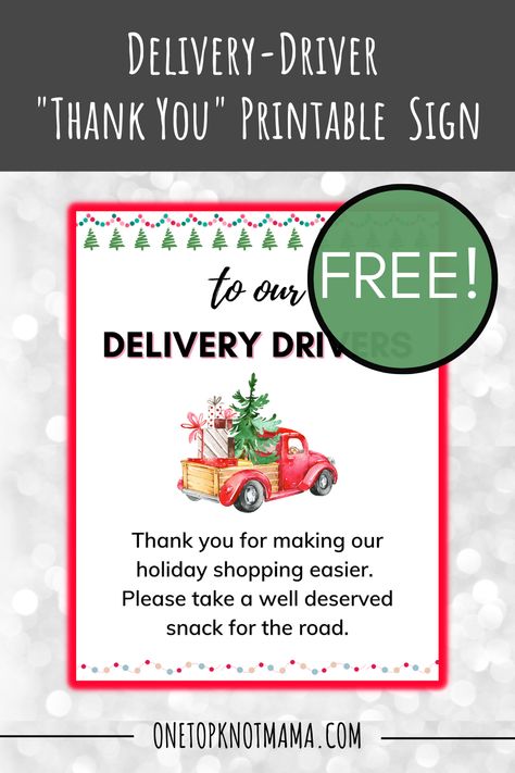 December 9, 2022 Looking for an EASY way to say thank you to those who visit your doorstep nearly everyday this time of year? I've created a FREE holiday Delivery Driver Thank You printable sign for you to use every Christmas season to show your gratitude to those who make your life a little easier. THANK YOUR DELIVERY Looking for an EASY way to say thank you to those who visit your doorstep nearly everyday this time of year? I've created a FREE holiday Delivery Driver Thank You printable sign f Thank You Delivery Drivers Ideas, Delivery Drivers Thank You, Thank You Delivery Drivers Printable Free, Holiday Delivery Thank You Printable, Sign For Delivery Drivers Printable, Delivery Driver Thank You Printable, Christmas Delivery Driver Thank You, Thank You Sign For Delivery Drivers, Thank You For Delivery Drivers