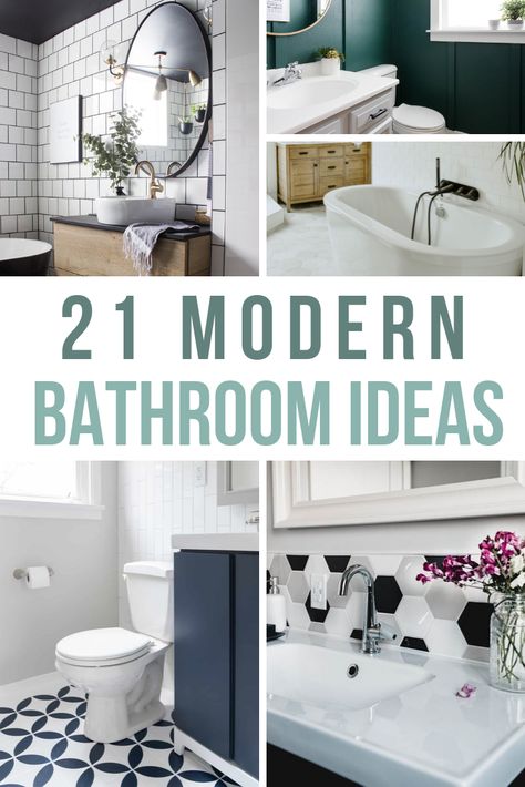 Planning a modern bathroom makeover? You're definitely going to want to look at these unique ideas. There's everything from shower tiles to bathroom with tub! So much inspiration for your next bathroom remodel! #bathroom #renovation #modernbathroom #modernhome Modern Boho Bathroom, Guest Bathroom Renovation, Modern Bathroom Renovations, Guest Bathroom Remodel, Modern Bathroom Tile, Diy Terrarium, Eclectic Bathroom, Modern Farmhouse Bathroom, Bathroom Decor Ideas