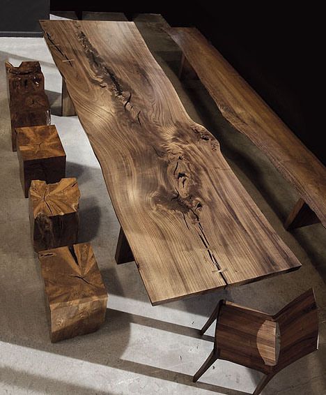 Naturalist Furniture, Walnut Wood Furniture, Wc Decoration, Hudson Furniture, Live Edge Furniture, Wood Tables, Log Furniture, Reclaimed Wood Furniture, Furniture Dining Table