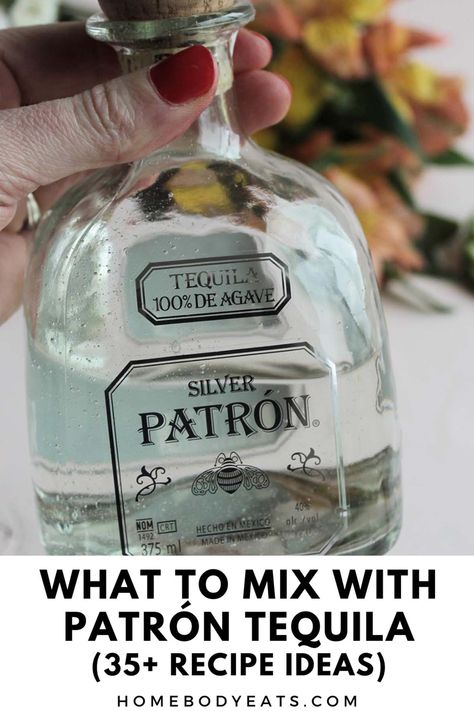 Have you ever wondered what to mix with Patrón tequila? This is a list of the best tasting cocktails, mixers, and shots to pair with Patrón. Any of the drink recipes would be perfect to serve at parties or enjoy on a Saturday night. These cocktail ideas include suggestions to drink with Patrón silver, reposado, and añejo. These are some of the best recipes for tequila lovers to try! Patron Silver Mixed Drinks, Mixed Drinks With Patron Tequila, Mix Drinks With Tequila, Drinks With Patron, Tequila Benefits, Patron Mixed Drinks, Tequila And Sprite, Patron Drinks, Unique Charcuterie Board Ideas