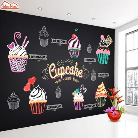 Cupcake Shop Interior, Pizza Cupcake, Bakery Pizza, Cake Shop Design, Bakery Shop Interior, Mural Cafe, Cake Bar, Cupcake Shop, Bakery Interior