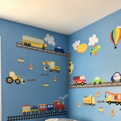 Blue Vehicles, Cartoon Transportation, Newborn Room, Baby Corner, Baby Boy Bedroom, Parents Room, Light Fixtures Bedroom Ceiling, Toddler Boys Room, Toddler Bedrooms