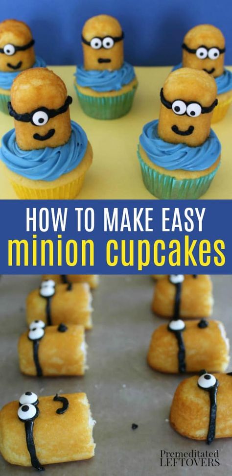 Minion Food Ideas, Minions Snacks, Easy Minion Cake, Minions Cake Ideas, Blue Buttercream Frosting, Minion Desserts, Minion Themed Snacks, Minion Cupcakes Easy, Minion Themed Birthday Party