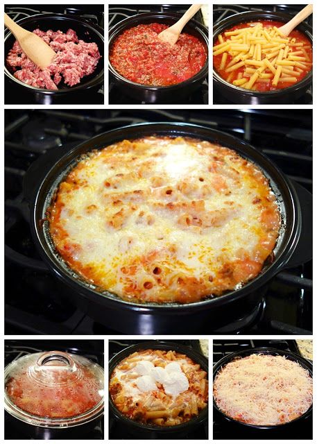 One-Pot Baked Ziti {Pampered Chef Rockcrok Giveaway} | Plain Chicken Pampered Chef Recipes Deep Covered Baker Beef Pot Roast, Rockcrock Recipes Pampered Chef, Rock Crock Recipes Pampered Chef, Pampered Chef Rockcrok Recipes, Pampered Chef Rockcrok, Rockcrok Recipes, Crock Recipes, Rock Crock Recipes, Gf Pasta