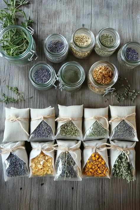 DIY your way to a fresher home with these easy-to-make herbal drawer sachets! A lovely project to add a personal touch to your space. 🌿🛋️ #DIYFragrance #HomeCraftIdeas #NaturalHome #HerbalLiving #EcoDIY Diy Drawer Freshener, Diy Sachets How To Make, Herbal Sachets Diy, Sachet Bags Diy, Scented Drawer Sachets Diy, Herb Crafts To Sell, Diy Natural Gifts, Diy Sachet Bags, Diy Drawer Sachets