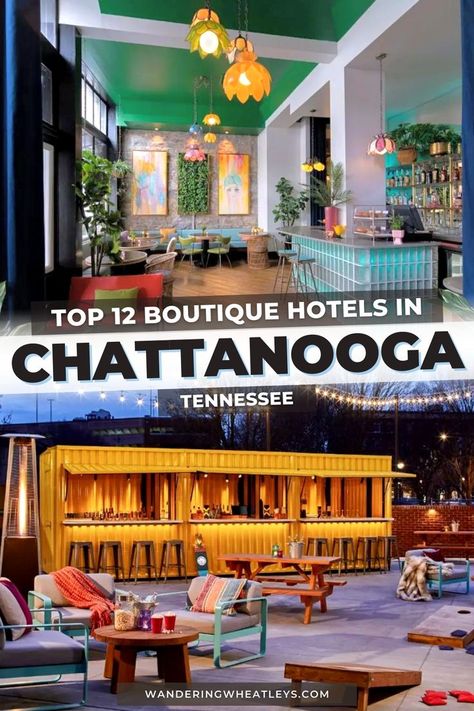 Are you looking for great places to stay in Chattanooga, Tennessee? Here are the 12 BEST boutique hotels in Chattanooga in best neighborhoods in Chattanooga for a fabulous Tennessee vacation! I where to stay in Chattanooga I accommodation in Chattanooga I Chattanooga accommodation I hotels in Tennessee I accommodation in Tennessee I where to stay in Tennessee I Tennessee hotels I places to stay in Tennessee I USA travel I Chattanooga boutique hotels I #Chattanooga #Tennessee #USA Places To Stay In Chattanooga Tennessee, Where To Stay In Chattanooga Tennessee, Chattanooga Choo Choo, Tennessee Girls, Happy Glamper, Small Boutique Hotels, Downtown Chattanooga, Truck Business, Tennessee Vacation