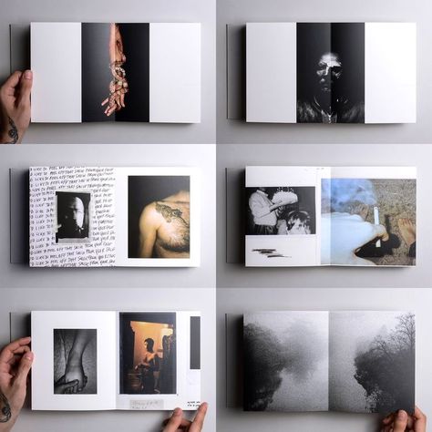 Photography Books Design, Magazine Layout Design Photography, Layout Design Photobook, Research Book Layout, Book Covers Photography, Magazine Photo Layout Design, Graphic Design On Photography, Modern Journal Design, Film Photography Zine