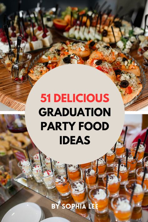 If you're graduating high school this year and need some easy and delicious graduation party food ideas, take a look at these ideas! I wish I had this list when I graduated because it gives so many amazing ideas! Comfort Food Party Ideas, Cheap Graduation Party Ideas Food, Grad Party Food Ideas High Schools, Graduation Open House Food Ideas, Graduation Food Ideas High School, Graduation Appetizer Ideas, Grad Food Ideas, High School Graduation Party Food Ideas, Graduation Dinner Ideas