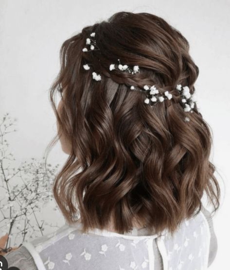 Up Wedding Hairstyles, Up Wedding Hair, Half Up Half Down Short Hair, Wedding Hair Ideas, Bridal Hair Half Up, Hair Styles For Short Hair, Half Up Wedding, Styles For Short Hair, Half Up Wedding Hair