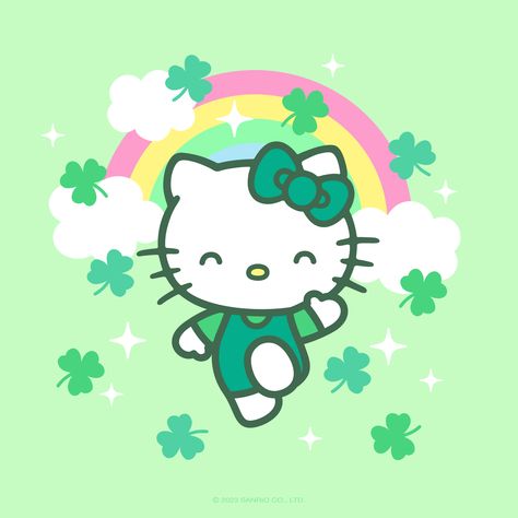 Happy #StPatricksDay! 🍀✨ Day Wallpaper, Many Friends, For Good Luck, Kitty Wallpaper, Hello Kitty Wallpaper, St Patricks, St Patrick, Good Luck, St Patricks Day