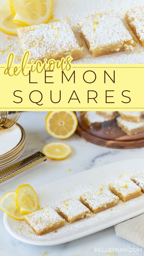 Easy, Delicious, & Refreshing Dessert! Lemon Squares with a Powdered Sugar Topping Lemon Bars Gluten Free Dairy Free, Creamy Lemon Squares Recipe, Lemon Bars Recipe Easy, Lemon Squares Recipe Easy, Gluten Free Lemon Squares, Lemon Squares Recipe, Lemon Square, Dessert Lemon, Easy Bar Recipes