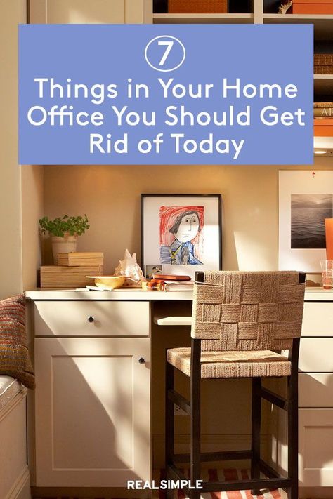 7 Things in Your Home Office You Should Get Rid of Today | Declutter your home office with these clever organization tips and decluttering solutions to transform your work from home space. Plus, these home office organization tips can help you declutter your garage or spare room. #declutter #organizationtips #realsimple #declutterideas #howtoclean #homeorganization Declutter Home Office, Decluttering Schedule, Declutter Office, Room Declutter, Small Spare Room, Office Decluttering, Organizing Inspiration, Work From Home Space, Clever Organization