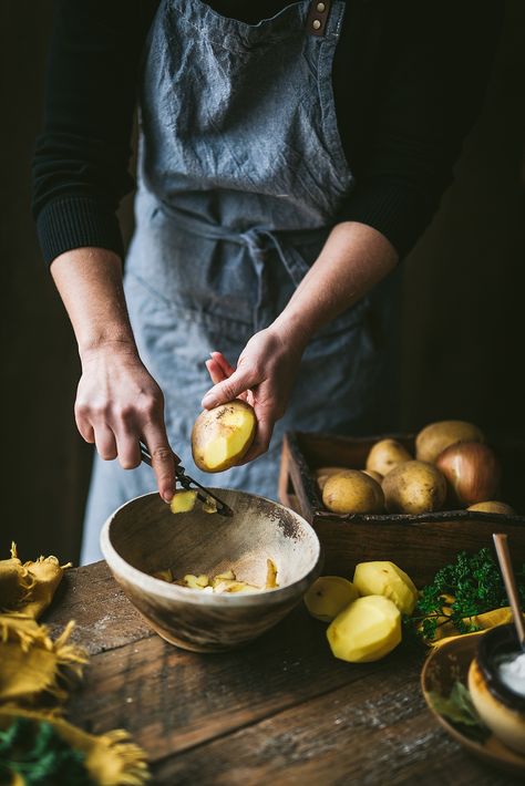 This chunky potato soup recipe proves that simple ingredients plus good technique always make a delicious meal. Learn the technique to make any soup.    #soup #souprecipes #souprecipe #potatosoup #potatosouprecipe #chunkypotatosoup #foodstyling #foodphotography Potato Soup Without Milk, Chunky Potato Soup Recipe, Filming Angles, Chunky Potato Soup, Potato Photography, Dairy Free Potato Soup, Ingredients Photography, Poppy Seed Bread, No Meat