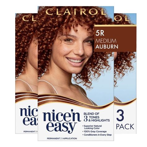 Clairol Nice'N Easy Cr me 5R Medium Auburn (Pack of 3) (Packaging May Vary) Medium Auburn Hair Color, Medium Auburn Hair, Faded Hair Color, Clairol Hair Color, Auburn Hair Color, New Hair Color Trends, Natural Looking Highlights, Wine Hair, Bold Makeup Looks