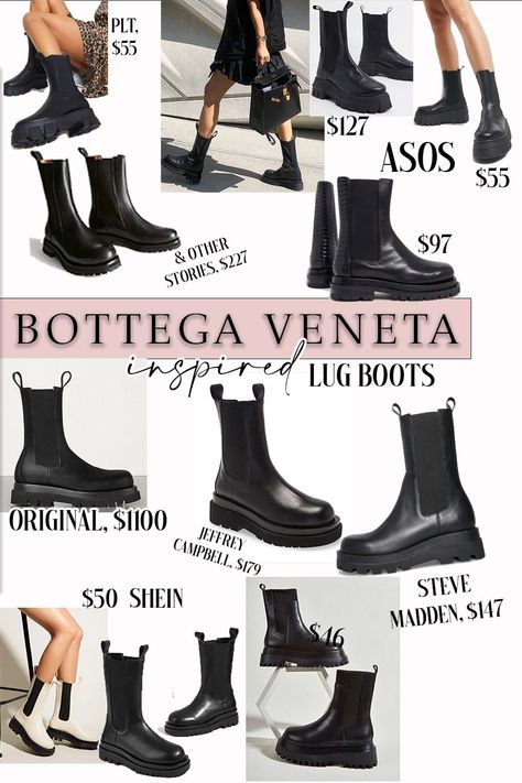 bottega veneta lug boot for less! Teddy Blake Handbags, Chelsea Boots Outfit, Chunky Black Boots, Teddy Blake, Chunky Chelsea Boots, Lug Boots, Lug Sole Boots, Style Edit, Trending Boots