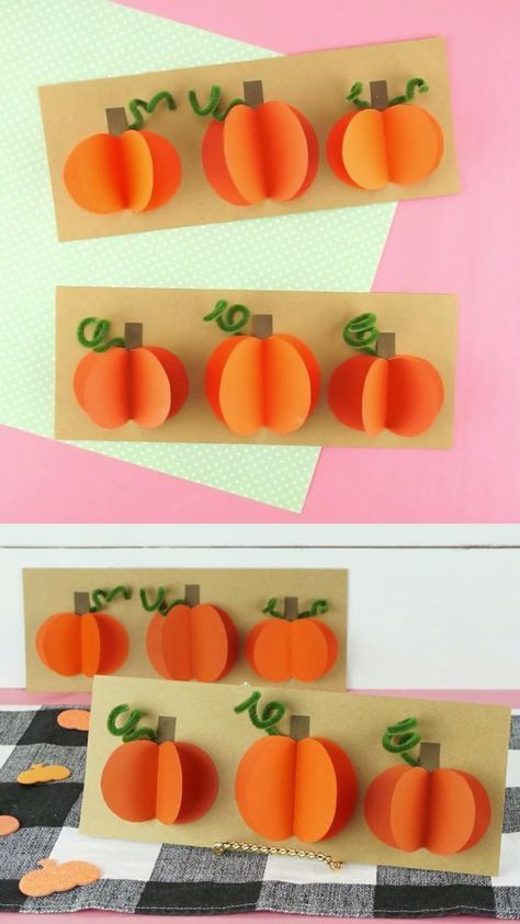 3d Pumpkin Craft, Paper Pumpkin Craft, Bricolage Halloween, 3d Pumpkin, Excited For Fall, Pumpkin Craft, Paper Pumpkins, Halloween Crafts For Toddlers, Fall Arts And Crafts