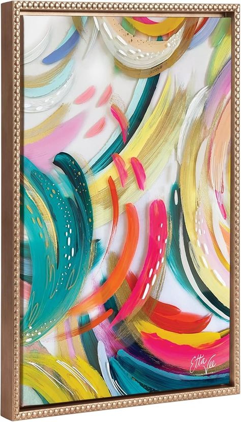 Amazon.com: Kate and Laurel Sylvie Beaded EV Brushstroke 180 Vintage Framed Canvas Wall Art by EttaVee, 18x24 Gold, Modern Abstract Colorful Fun Art for Wall: Posters & Prints Wall Art Decor Bedroom, Colorful Wall Art, Framed Canvas Wall Art, Abstract Wall, Vintage Frames, Framed Canvas Art, Wall Colors, Framed Canvas Prints, Abstract Wall Art