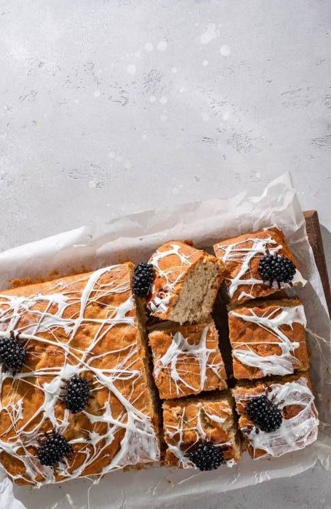 Want to make Phantom Pumpkin Bread? It’s easy! Just take our recipe for our Sweet Pumpkin Bread, and top with marshmallow webs and Berry spiders! Perfect for a mid-morning snack with a coffee. Using only the best pumpkin from your local fruit and veg shop, we think you’ll love this one! Halloween Banana Bread, Halloween Bananas, Spider Web Cake, Easy Halloween Cookies, Fruit And Veg Shop, Mid Morning Snack, Brunch Bread, Local Fruit, Dark Chocolate Almonds