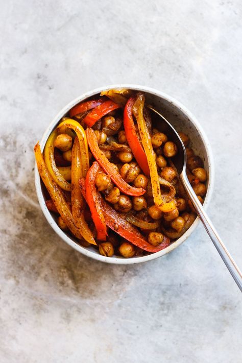 Sheet Pan Fajitas with Bell Peppers and Chickpeas Keto Steak Bites, Loaded Burger Bowls, Veggie Sheet Pan, Roasted Kohlrabi, Loaded Burger, Vegetarian Fajitas, Sheet Pan Fajitas, Pan Fajitas, Keto Steak