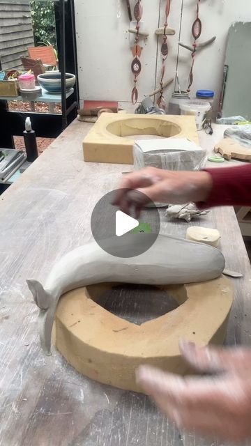 Ceramic Whale Pottery, Plaster Molds Ceramic, Jena Bedson Ceramics, Plaster Projects, Sculpture Casting, Jena Bedson, Making Plaster Molds, Ceramic Whale, Creative Sculpture