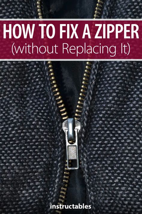 Fix Broken Zipper, Zipper Stuck, Fix A Zipper, Zipper Repair, Sew Zipper, Sewing Alterations, Broken Zipper, Repair Clothes, Diy Clothes Life Hacks