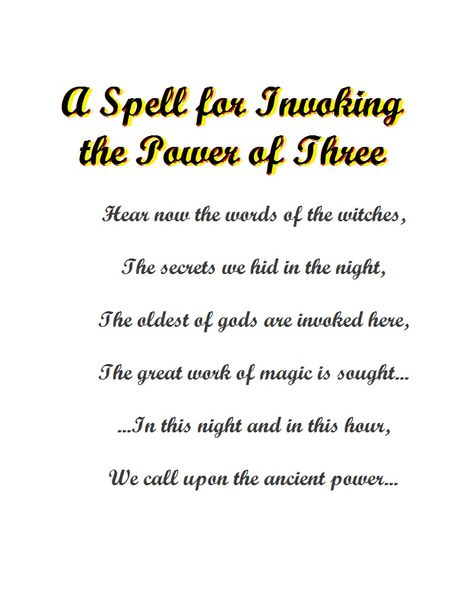 Invoking the Power of Three (Charmed) Power Of Three Spell, Charmed Piper, Piper Halliwell, The Power Of Three, Power Of Three, Easy Love Spells, Spells For Beginners, Moon Rituals, Jar Spells