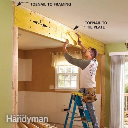 Load Bearing Beam, Load Bearing Wall, Prehung Doors, Home Repairs, Room Remodeling, Large Living Room, Diy Home Improvement, Home Construction, Design Living