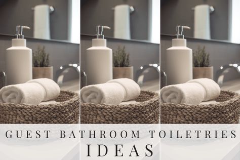 Guest Bathroom Toiletries Ideas ~ Free Printable Guest Bathroom Essentials List Included - Guest Bathroom Toiletries, Hotel Bathroom Amenities, Bathroom Essentials List, Airbnb Bathroom, Guest Bathroom Essentials, Bathroom Checklist, Bathroom Toiletries, Gambling Art, Dental Floss Picks