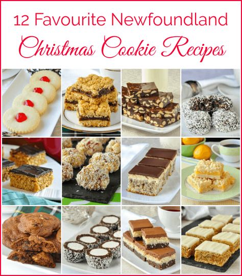 A simple collection of some of the most popular Newfoundland Christmas cookie recipes from my childhood in Newfoundland. Newfoundland Christmas, Newfoundland Recipes, Almond Macaroons, Cherry Bars, Xmas Baking, Popular Cookies, Lemon Bars Recipe, Rock Recipes, Easy Christmas Cookie Recipes