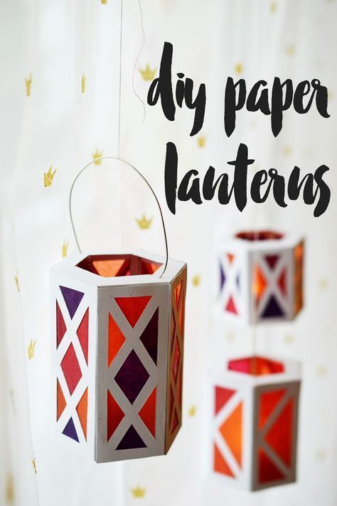 DIY paper lanterns to display at any holiday celebration - Halloween, St Martin, Thanksgiving - you name it! Ramadan Diy, Diy Paper Lanterns, Diy Christmas Paper, Diwali Lantern, Diy Natal, Paper Lanterns Diy, Lantern Art, Lantern Craft, Lantern Ideas