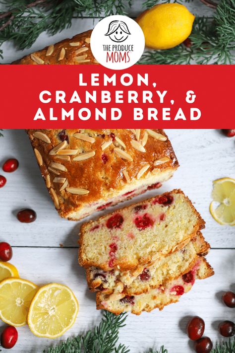 Almond Quick Bread, Fruit And Vegetable Recipes, Easy Holiday Baking, Lemon Cranberry, Festive Bread, Recipes For The Holidays, Mini Caramel Apples, Winter Dessert, Almond Bread