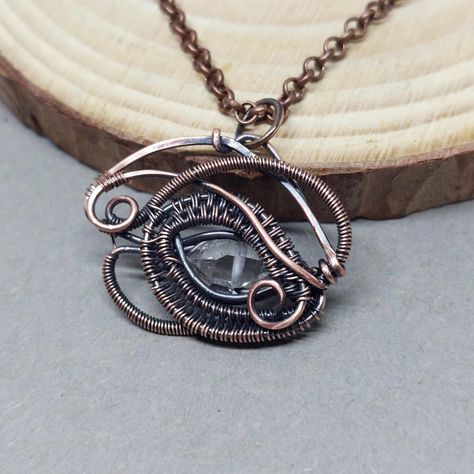 Herkimer diamond small eye pendant wire wrapped in copper, eye of Horus, Egyptian jewellery Egyptian Jewellery, Copper Eye, Egyptian Jewelry, Eye Of Horus, Handmade Wire Wrapped, Eye Pendant, Herkimer Diamond, Ancient Egyptian, Wire Wrap