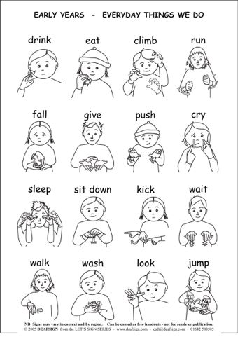 Verbs - Teach your children the signs for a range of useful verbs. Makaton Signs, Simple Sign Language, Asl Sign Language Words, Sign Language Chart, Sign Language For Kids, Sign Language Lessons, Sign Language Phrases, Sign Language Interpreter, Sign Language Words