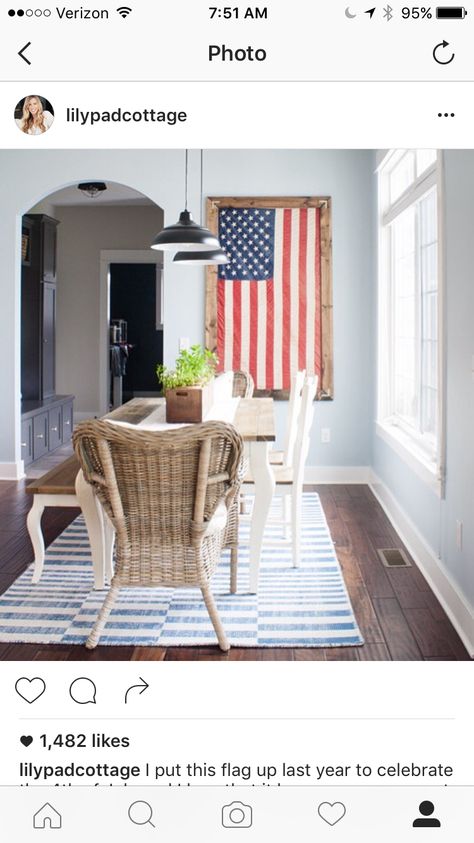 Lilypad Cottage, Red White Blue Decorations, American Flag Decor, Flag Display, Framed Flag, July Decor, Americana Decor, Décor Boho, Country Style Homes