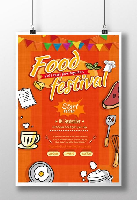 Food Festival Passionate Four-Color Orange Vibrant Poster#pikbest#Templates Food Festival Poster, Festive Poster, Office Snacks, Vibrant Poster, Poster Psd Free Download, Poster Psd, Festival Poster, Food Backgrounds, Food Fruit